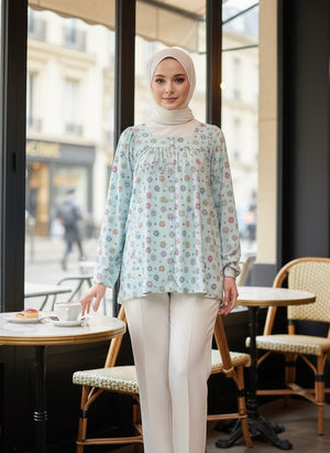 N Printed Babydoll Top