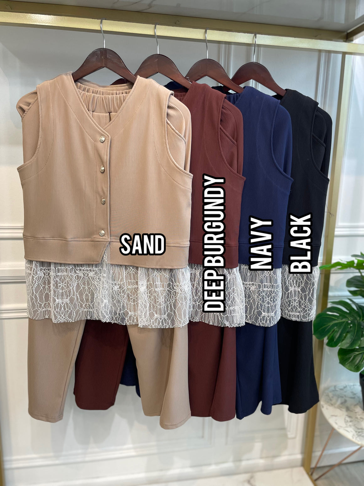 Lace Vest Pant Set