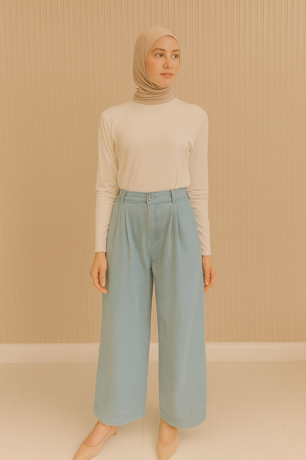 Nayli Wide Leg Denim Pants