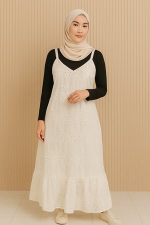 Tiara Eyelet Ruffle Dress