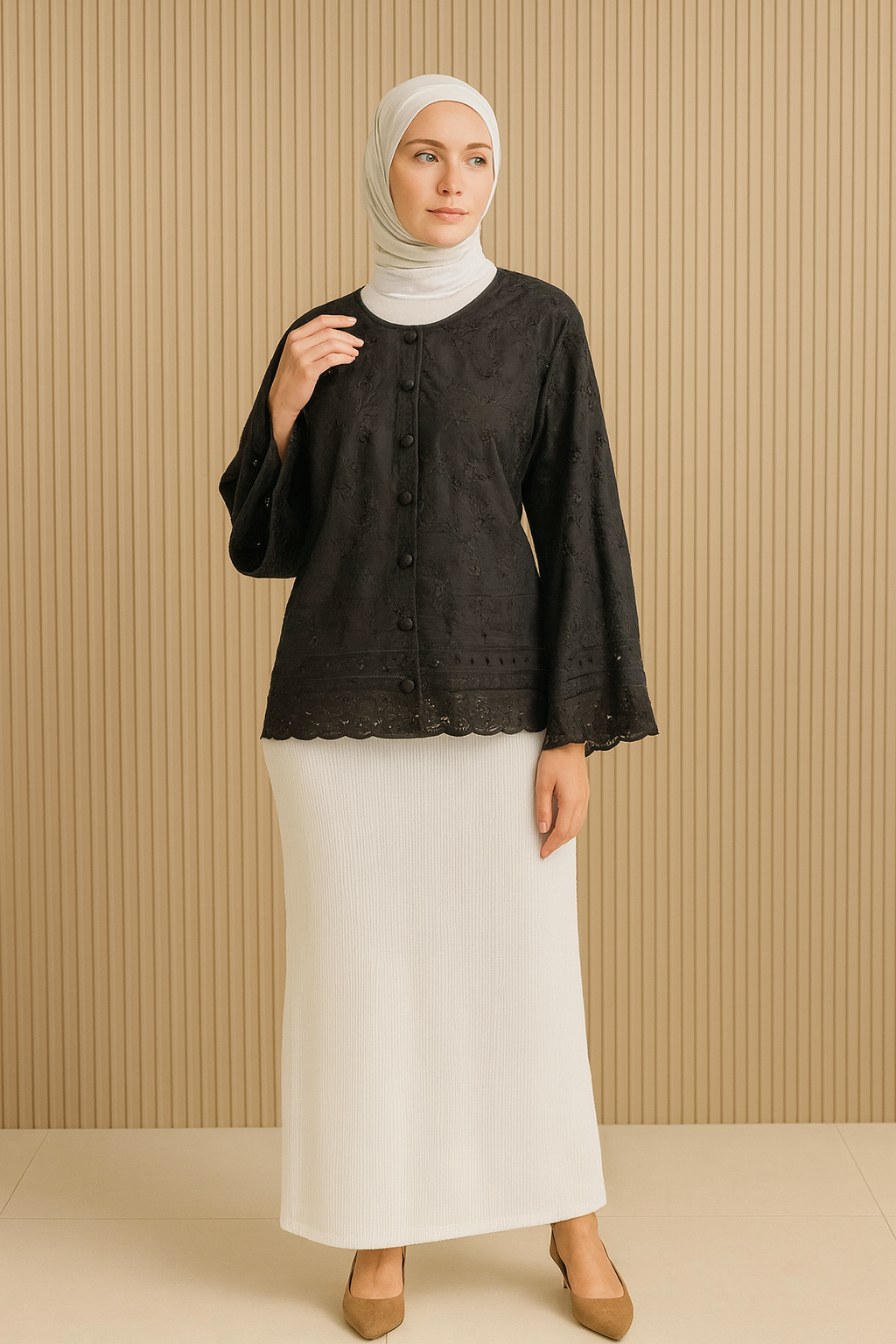 Embroidery Eyelet Blouse