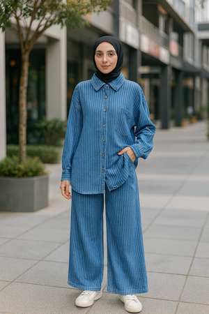 Oversize Denim Pant Set