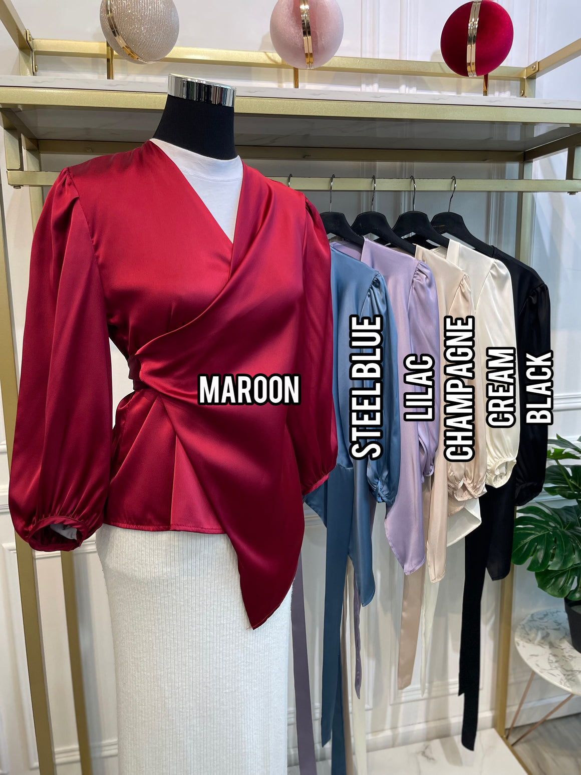 Kimono Wrap Satin Blouse