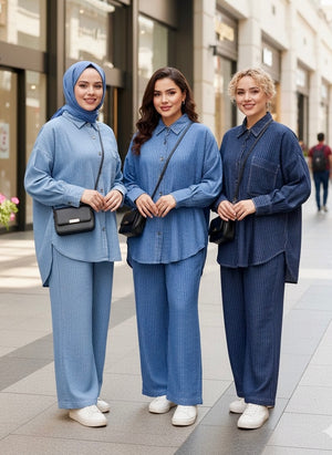 Oversize Denim Pant Set