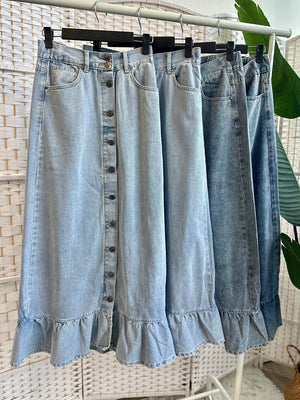 Denim Ruffle Skirt