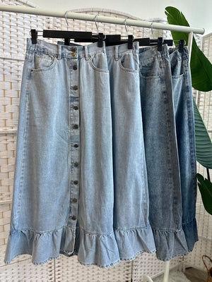 Denim Ruffle Skirt