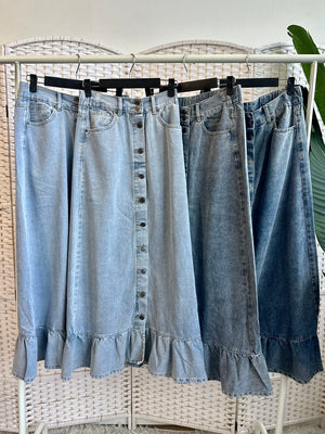 Denim Ruffle Skirt