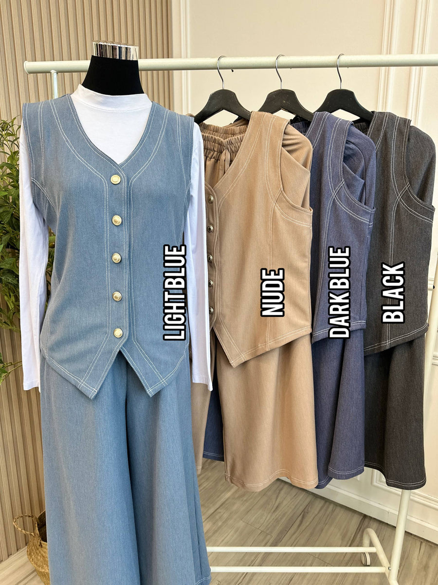 Denim Vest Pant Set