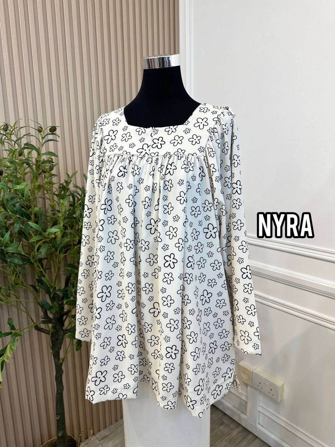 N Printed Babydoll Top