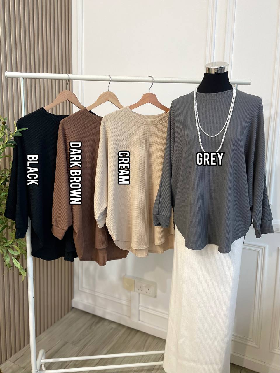 Abby Batwing Waffle Top
