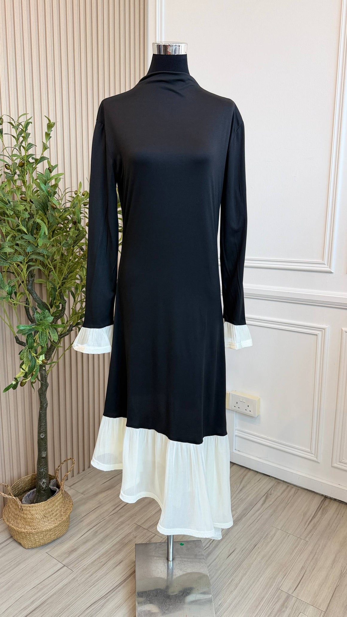 Two-Tone Ruffle Dress