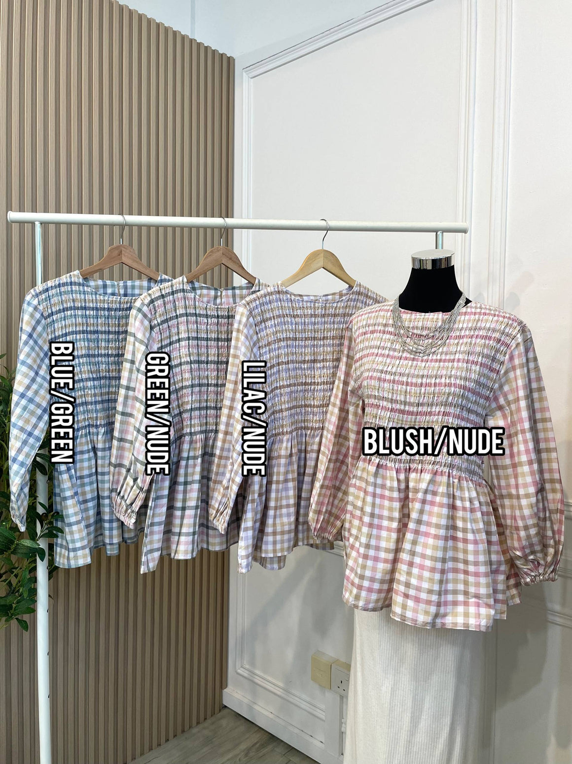 Vaela Checkered Smock Top