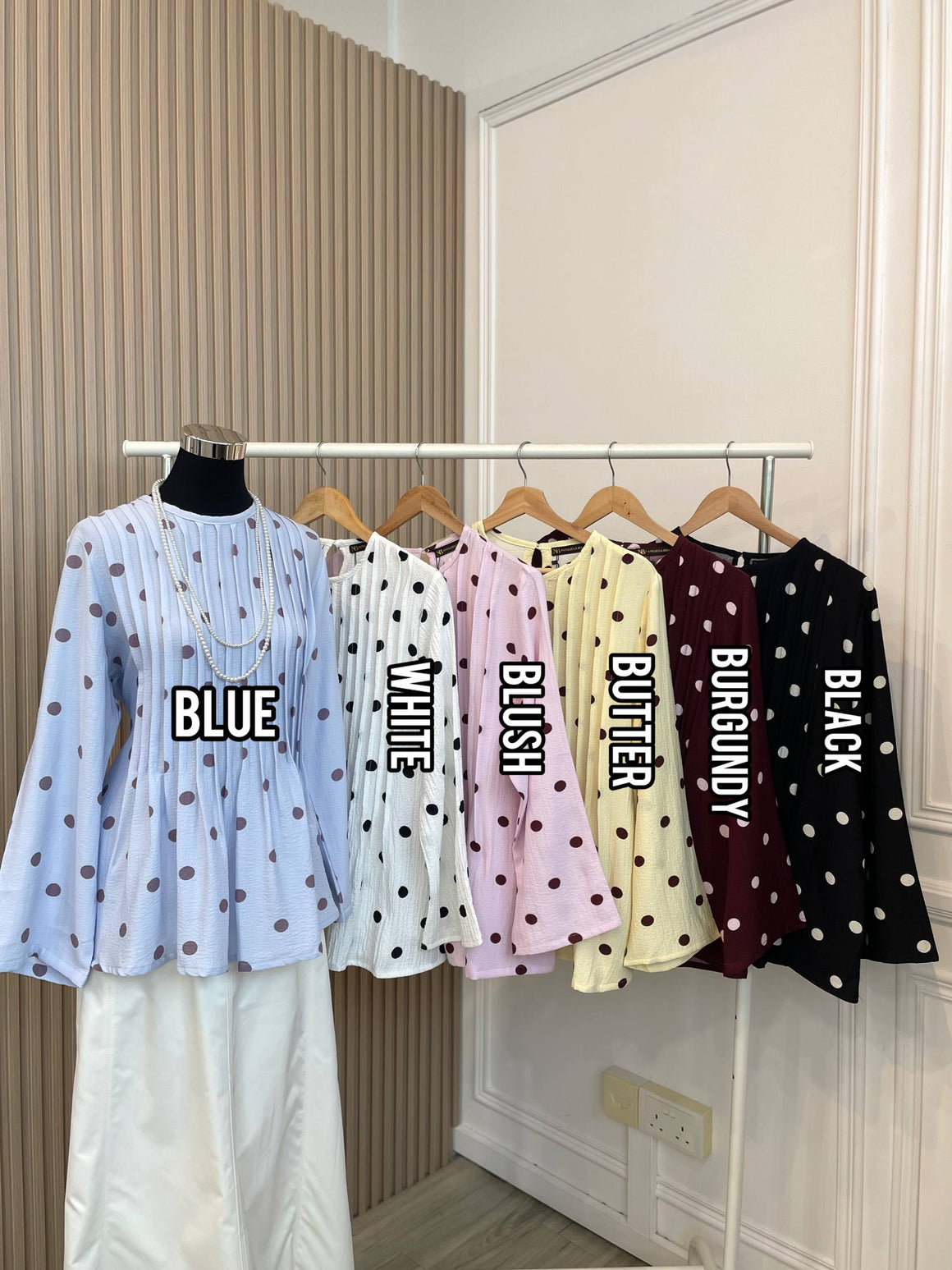 Kiara Polka Pleated Top (NLB Own Manufactured)