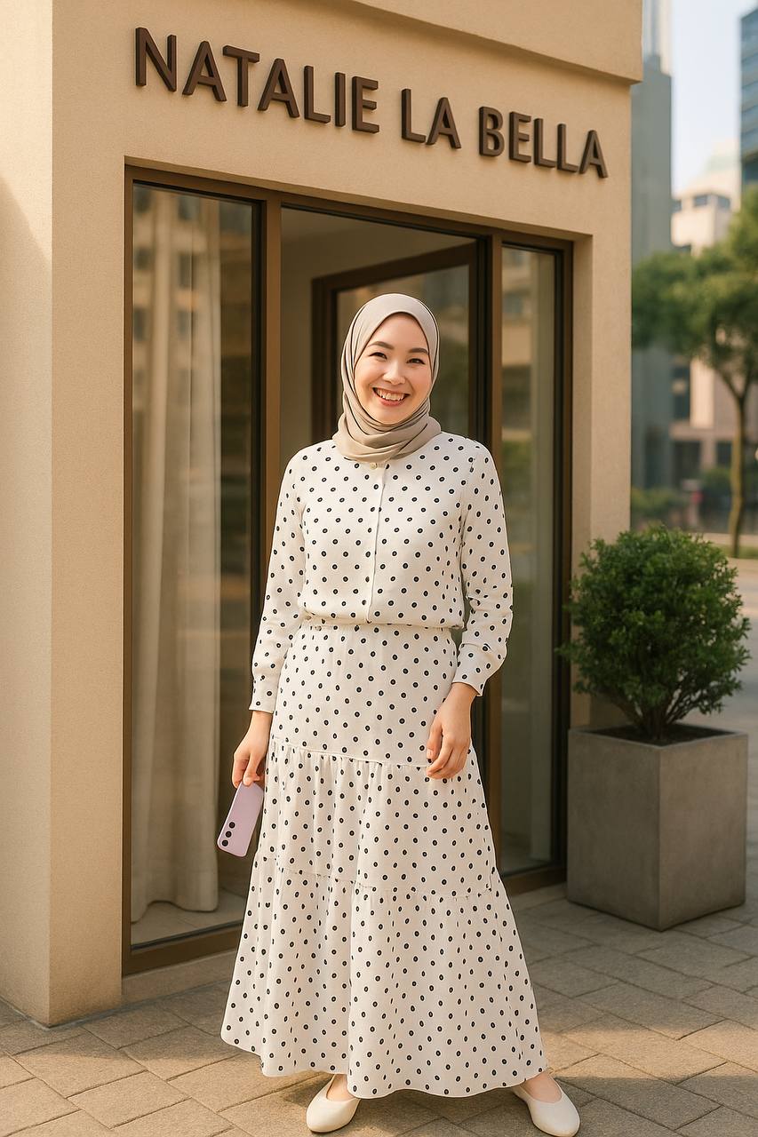 Flevie Polka Skirt Set