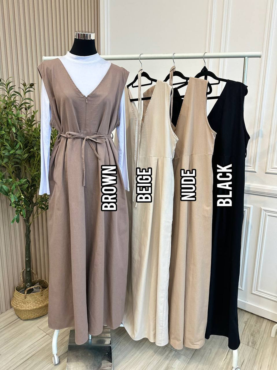 Shiqa Sleeveless Dress With Sash