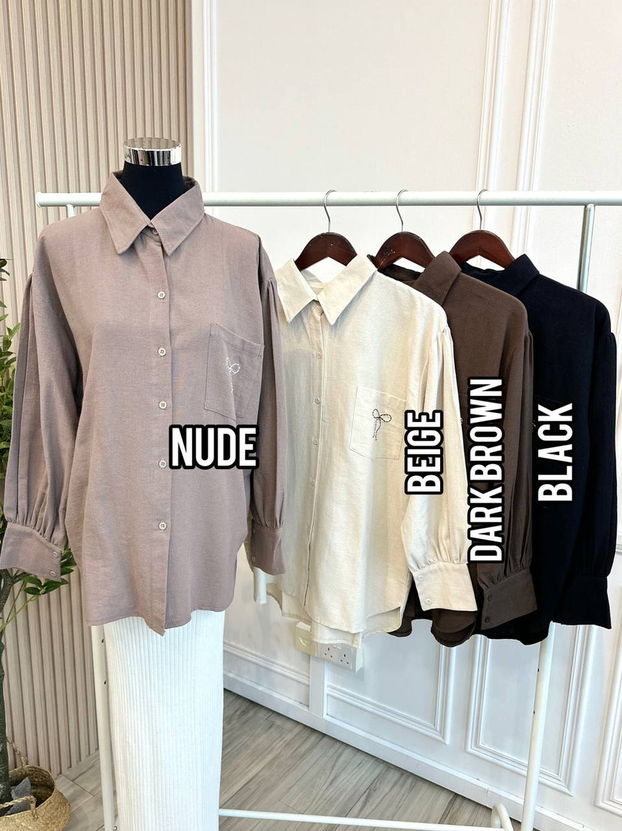 Irina Ribbon Linen Blouse