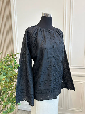 Embroidery Eyelet Blouse