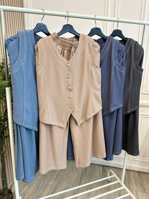 Denim Vest Pant Set