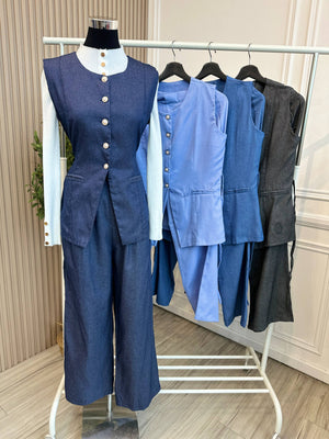 Arielle Vest Denim Pant Set