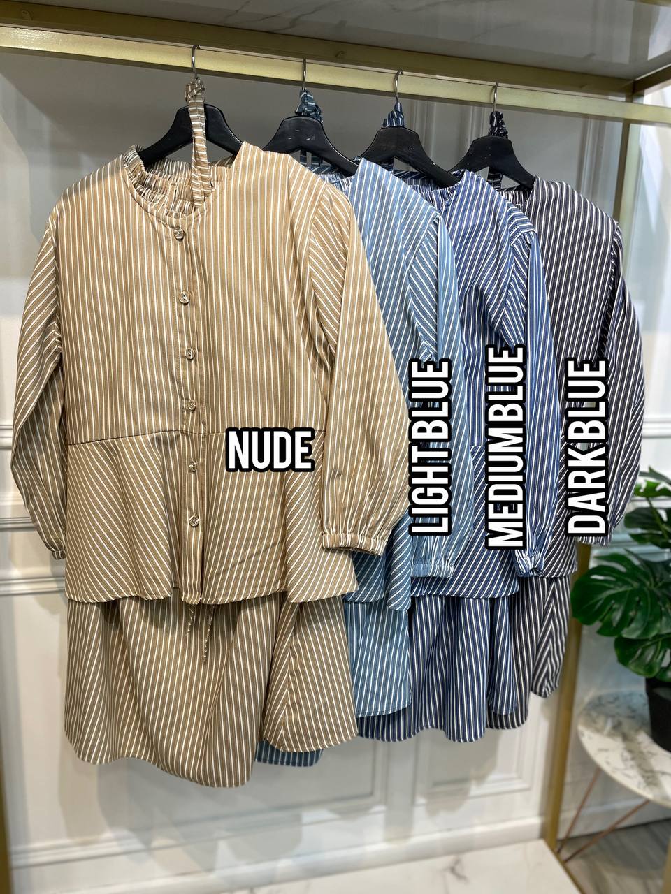 Stripe Peplum Skirt Set