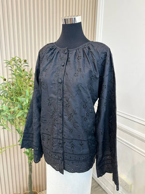 Embroidery Eyelet Blouse
