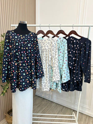 N Printed Babydoll Top