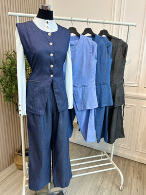 Arielle Vest Denim Pant Set