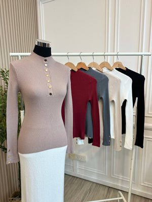 Daisy High Collar Knit Top