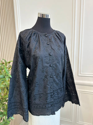 Embroidery Eyelet Blouse