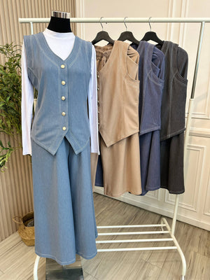 Denim Vest Pant Set