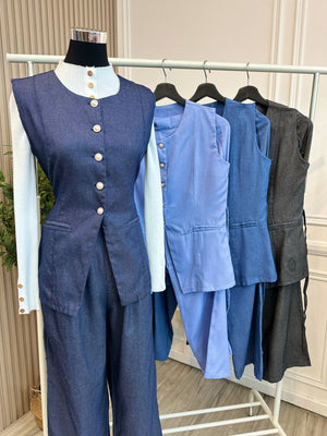 Arielle Vest Denim Pant Set
