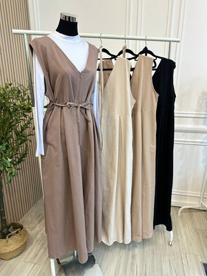 Shiqa Sleeveless Dress With Sash