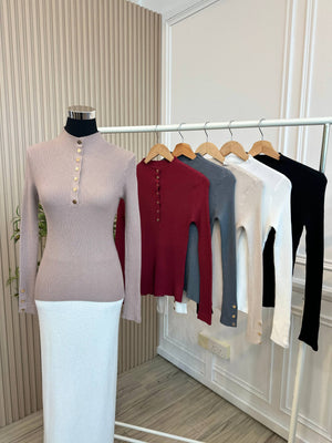 Daisy High Collar Knit Top