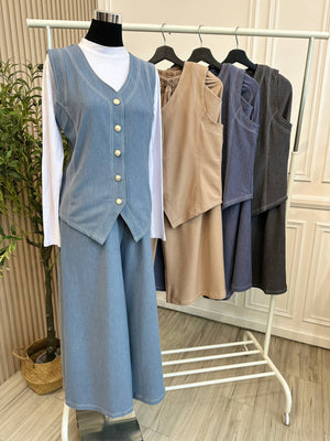 Denim Vest Pant Set