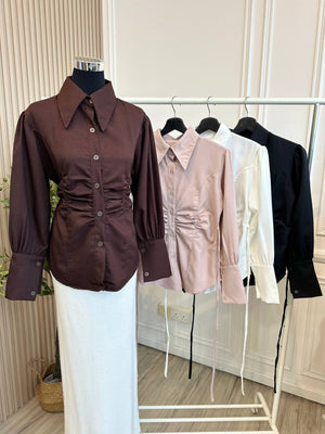 Ruched Tie-Back Blouse
