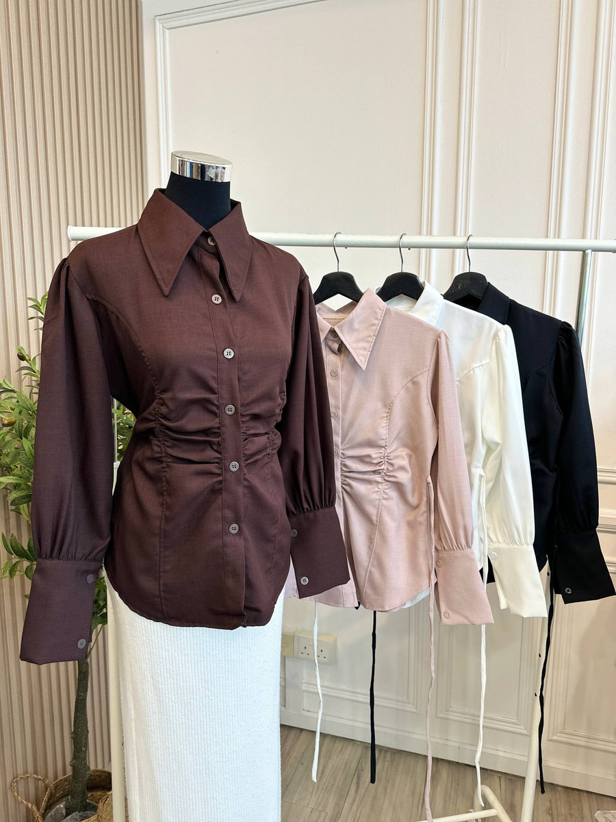 Ruched Tie-Back Blouse