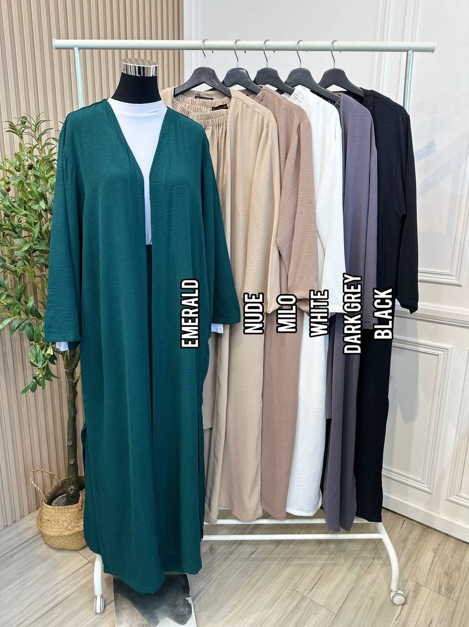 Long Cardi With Pants Set