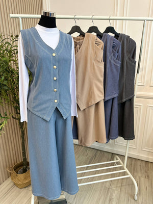 Denim Vest Pant Set