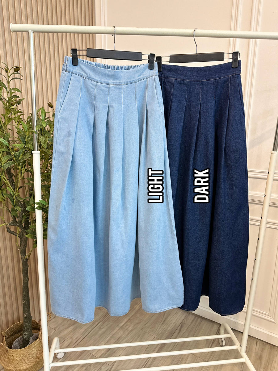 Denim Pleats Skirt