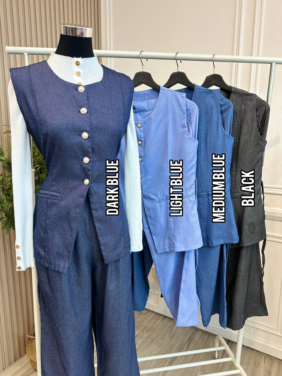Arielle Vest Denim Pant Set