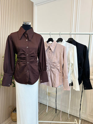 Ruched Tie-Back Blouse