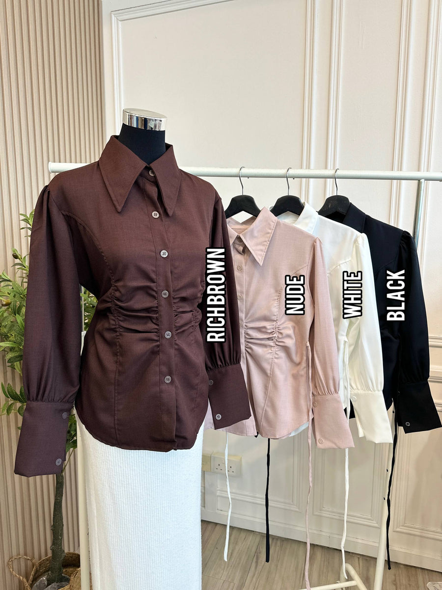 Ruched Tie-Back Blouse