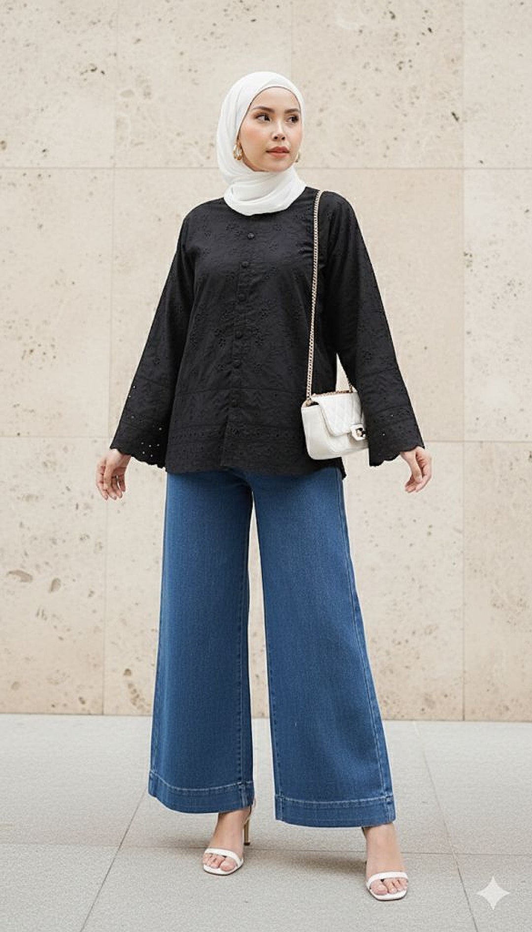 Embroidery Eyelet Blouse
