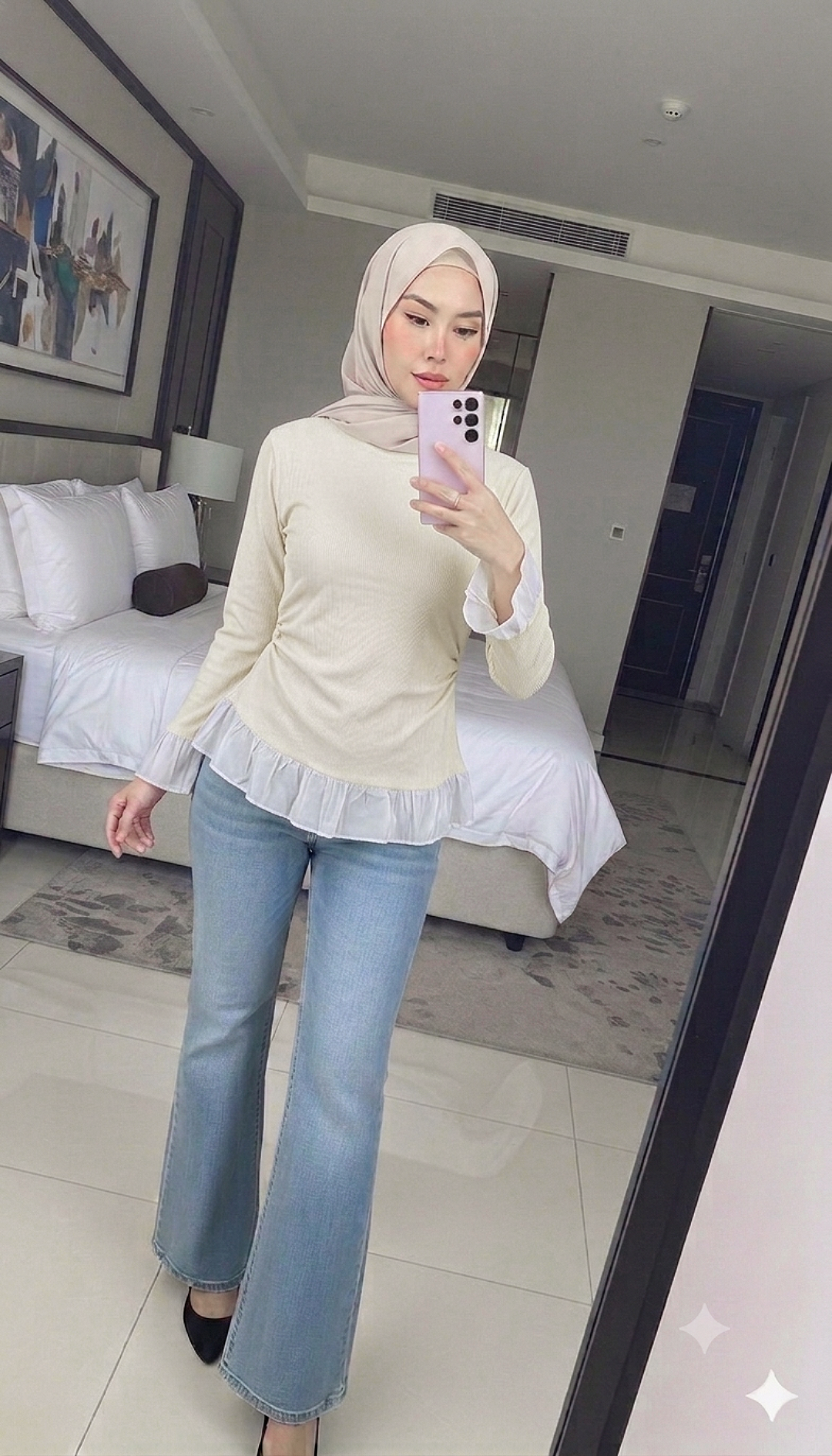 Side Ruched Ruffle Top