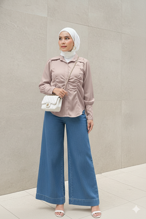 Ruched Tie-Back Blouse