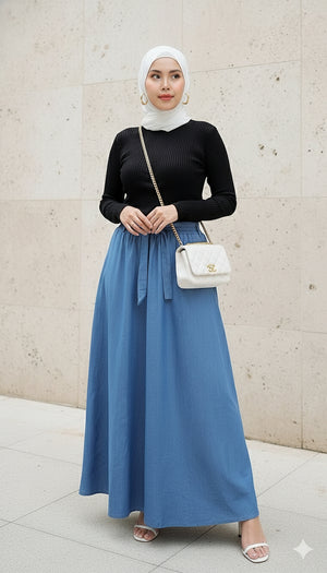 Denim Flare Skirt