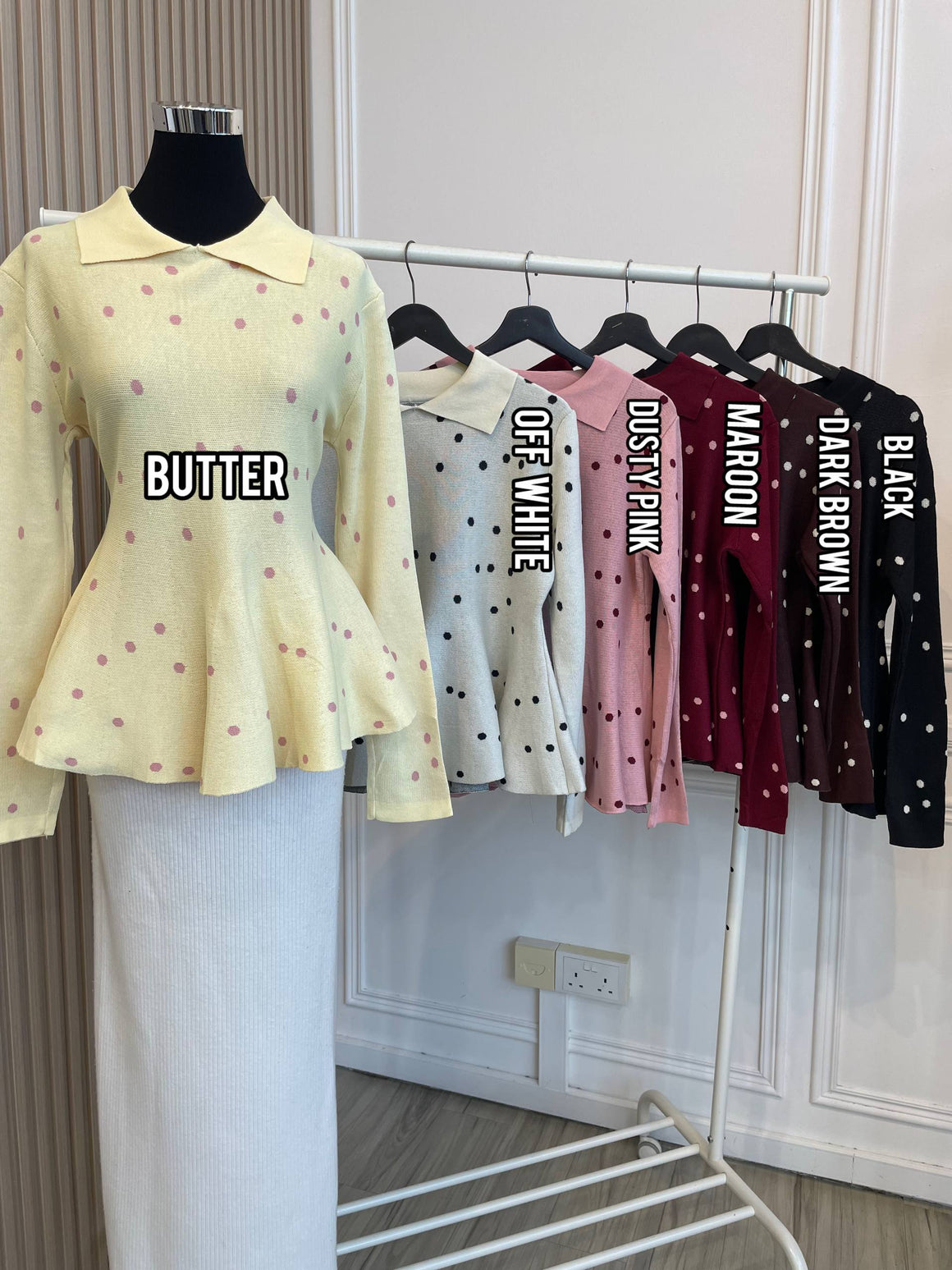Rina Polka Peplum Top