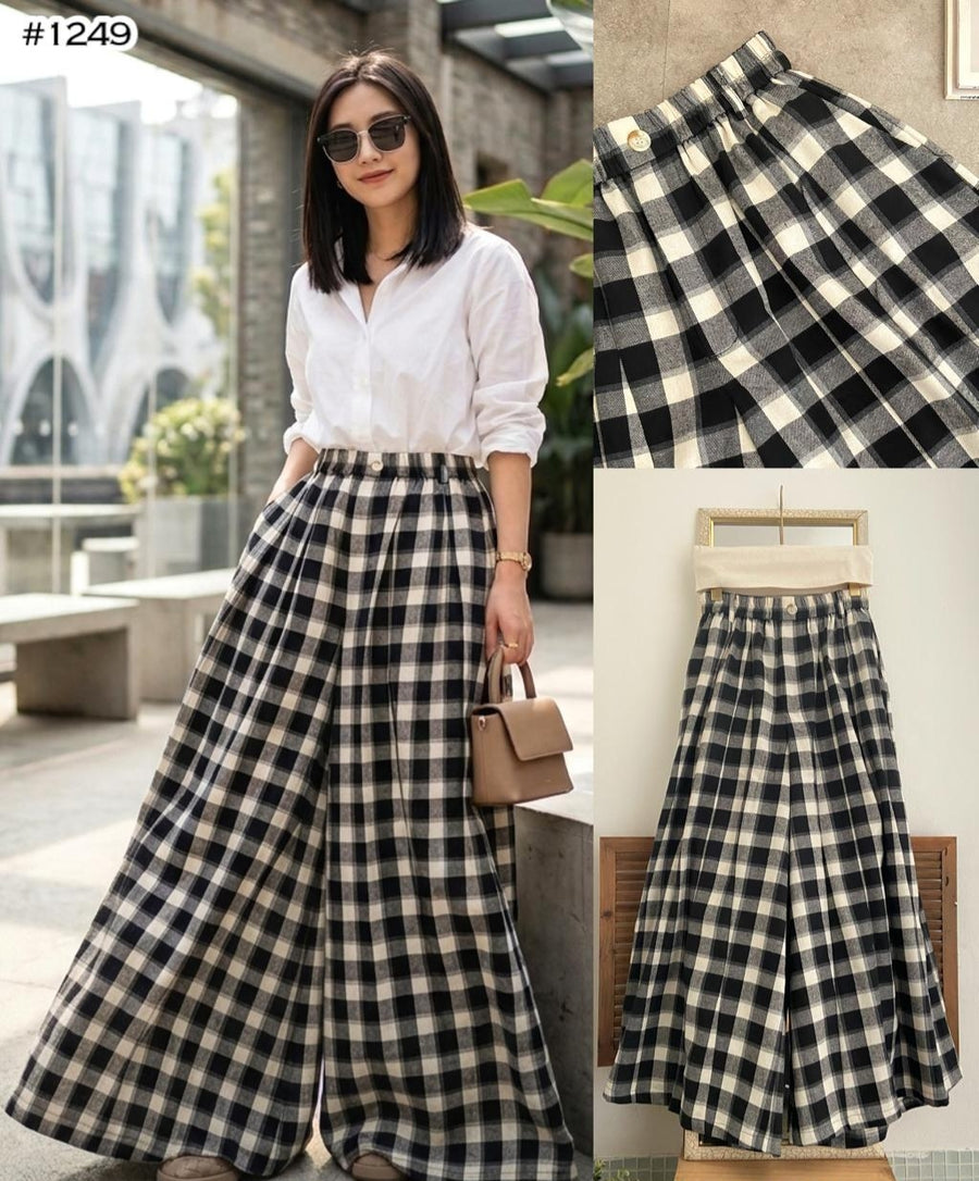 Plaid Wide-Leg Pants
