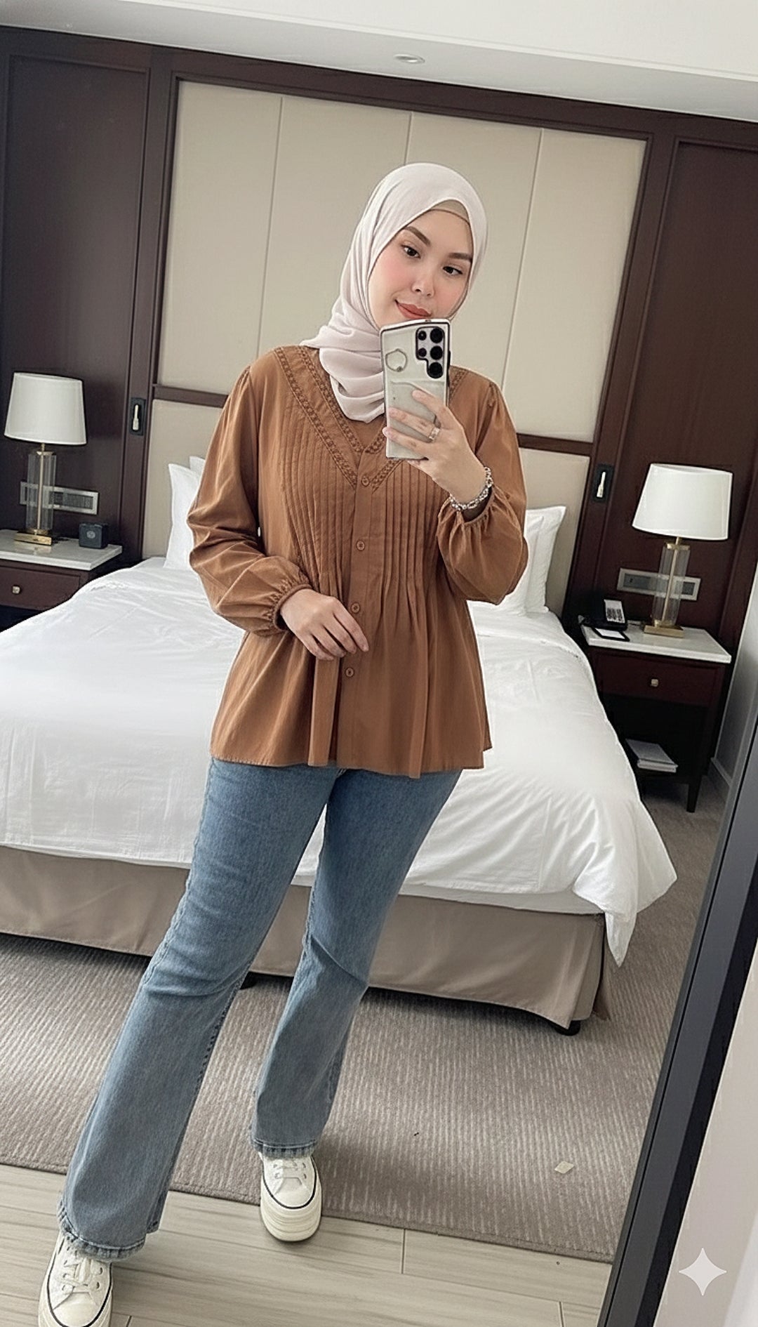 Front Pleats Button Blouse