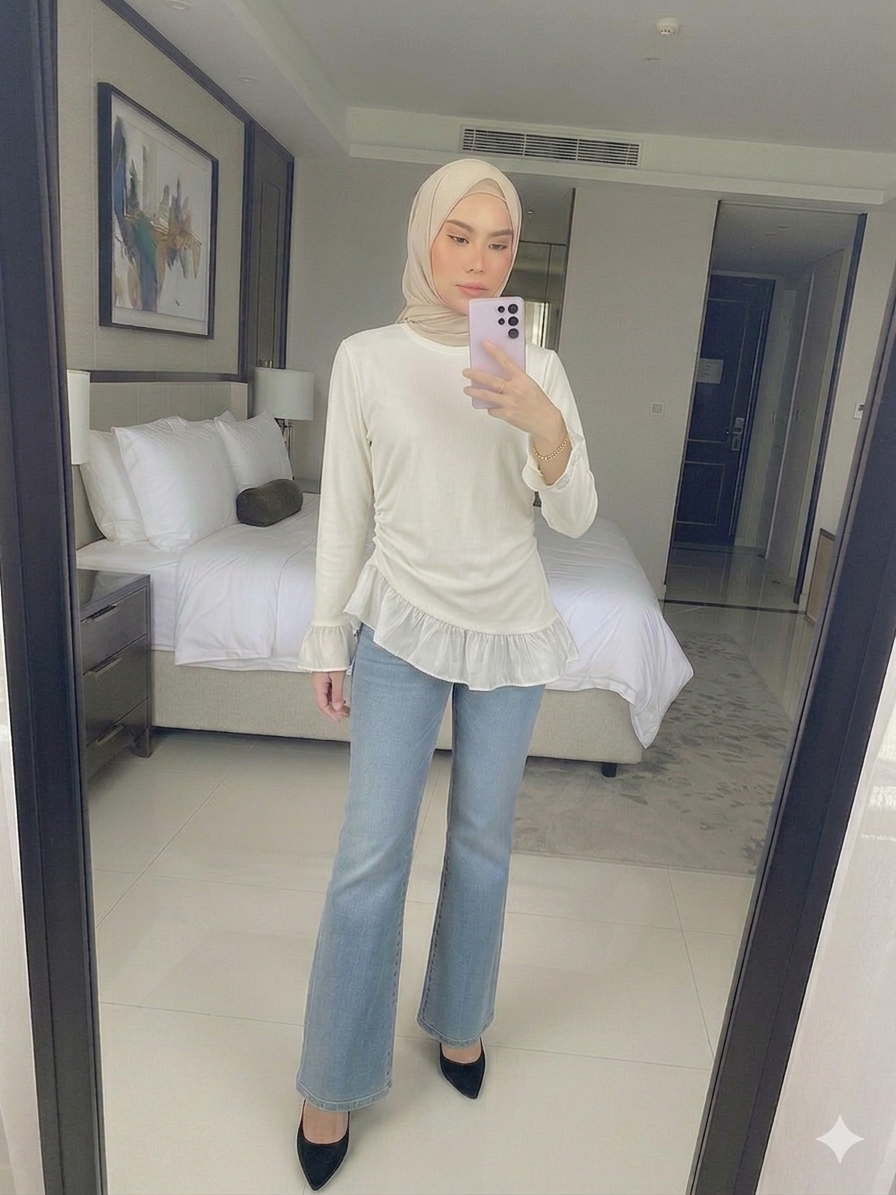 Side Ruched Ruffle Top